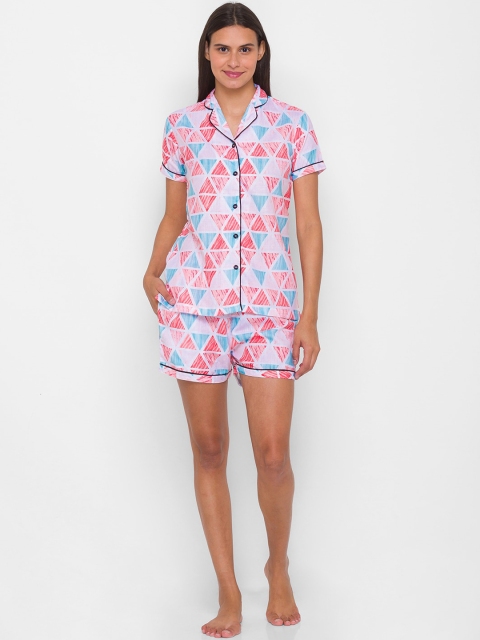 

FashionRack Women Pink & Blue Printed Night suit