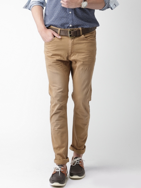 

Mast & Harbour Men Brown Solid Regular Fit Chino Trousers