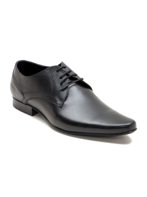 

Franco Leone Men Black Formal Leather Derby Shoes