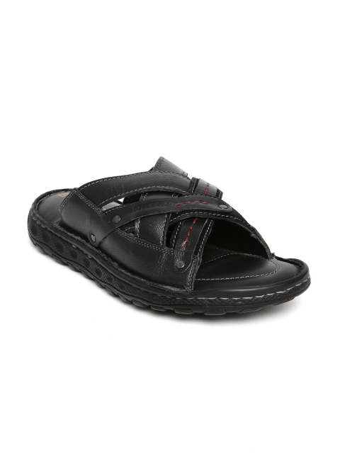 

Franco Leone Men Black Leather Sandals
