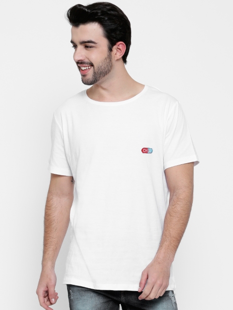 

MR BUTTON Men White Structured Fit Solid Round Neck T-shirt