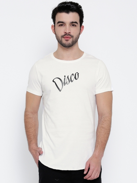 

MR BUTTON Men White Printed Detail Round Neck T-shirt