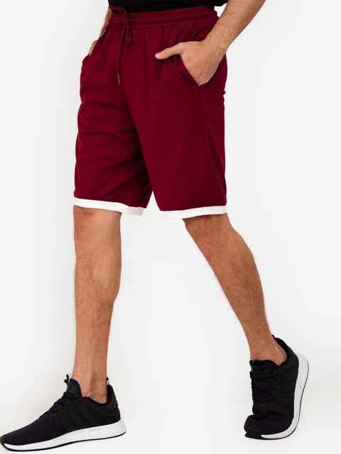 

ZALORA ACTIVE Men Maroon Relaxed Contrast Trim Hem Shorts