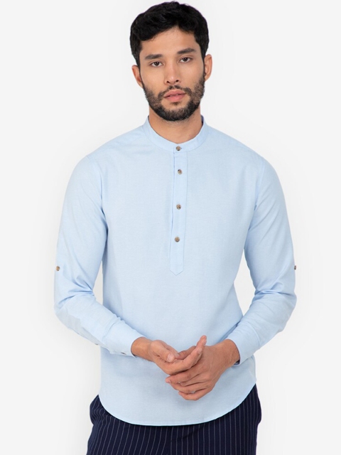 

ZALORA BASICS Men Blue Half Placket Casual Shirt