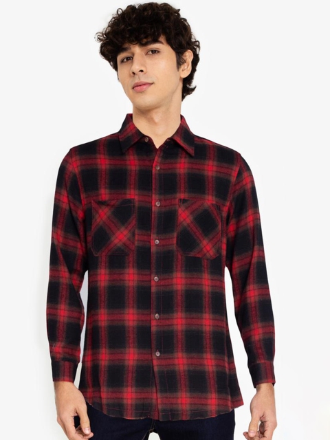 

ZALORA BASICS Men Camel Brown Checked Casual Shirt