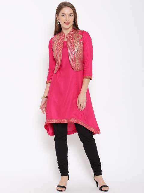 

Biba Women Pink Solid A-Line Kurta