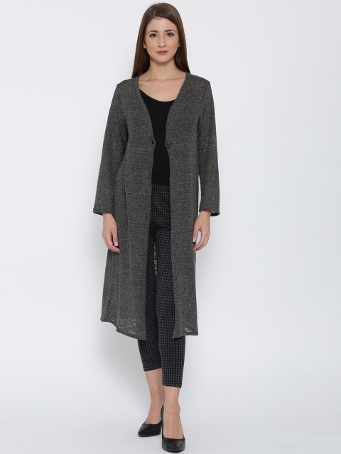 

Biba Women Grey Melange Solid Longline Cardigan