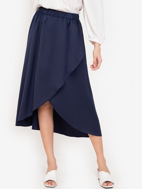 

ZALORA BASICS Navy Blue Wrap Skirt