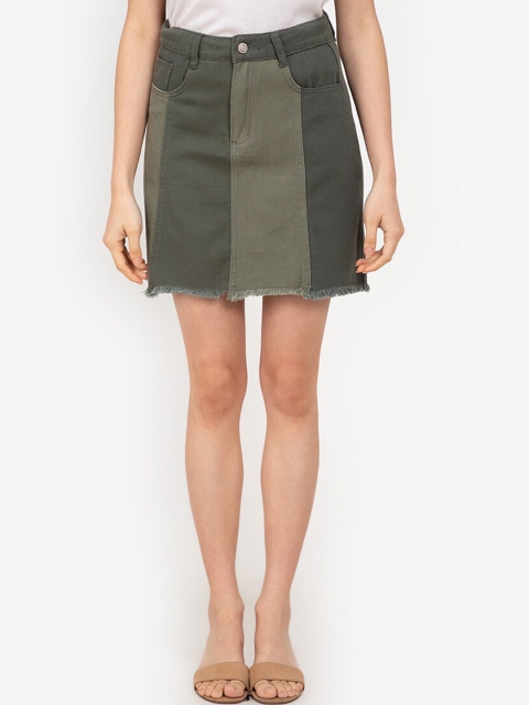 

ZALORA BASICS Women Green A-Line Skirt