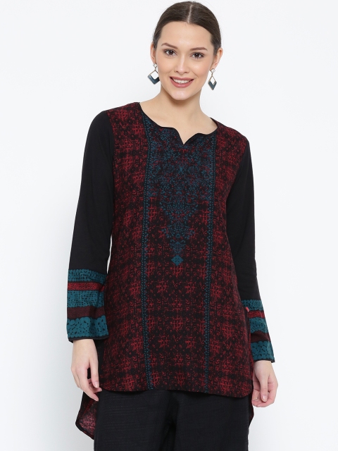 

Biba Red & Black Printed High-Low Kurti