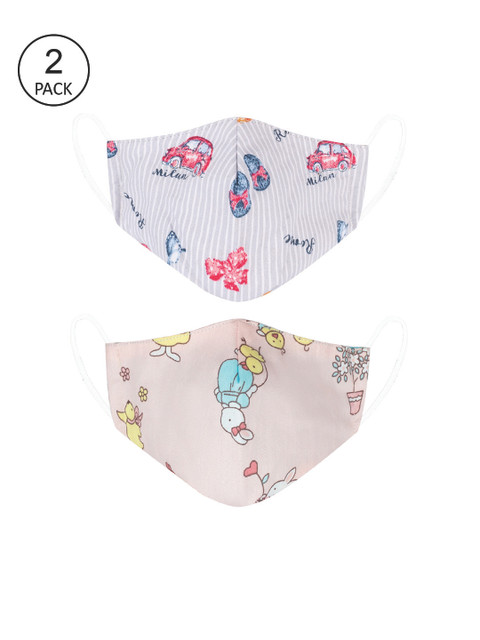 

VEA Kids Pack of 2 Cotton Reusable 5 Ply Protective Cloth Mask, Grey