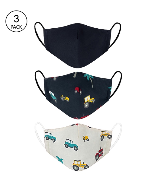 

VEA Kids Pack of 3 Cotton Reusable 5 Ply Protective Cloth Mask, Navy blue