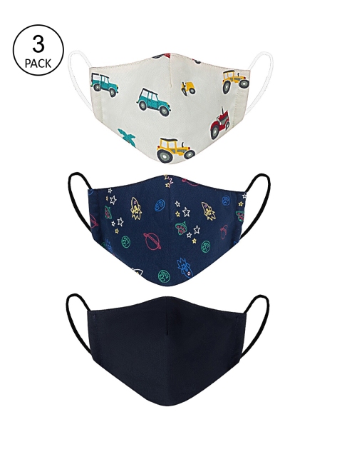 

VEA Kids Pack of 3 Cotton Reusable 5 Ply Protective Cloth Mask, Navy blue