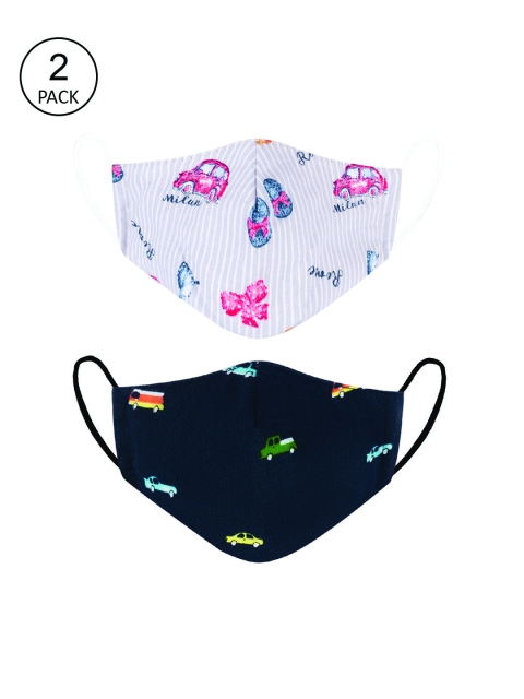 

VEA Kids Pack of 2 Cotton Reusable 5 Ply Protective Cloth Mask, Navy blue