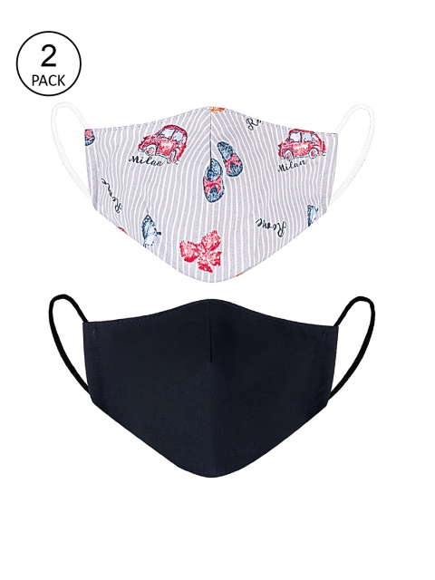 

VEA Kids Pack of 2 Navy Blue & Grey Soft Cotton 5 Layered Face Mask