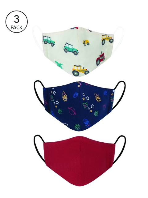 

VEA Kids Pack of 3 Cotton Reusable 5 Ply Protective Cloth Mask, Off white