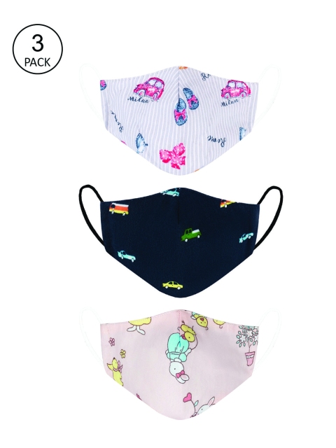 

VEA Kids Pack of 3 Cotton Reusable 5 Ply Protective Cloth Mask, Grey