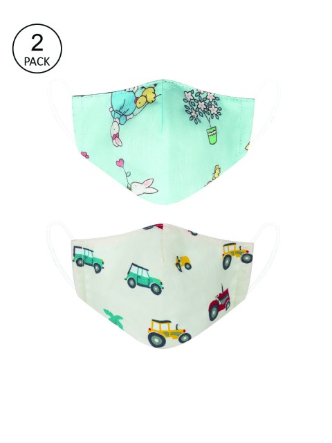 

VEA Kids Pack of 2 Cotton Reusable 5 Ply Protective Cloth Mask, Blue