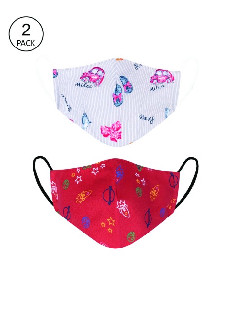 

VEA Pack of 2 Kids Red & Grey Soft Cotton 5 Layered Filtration Face Mask