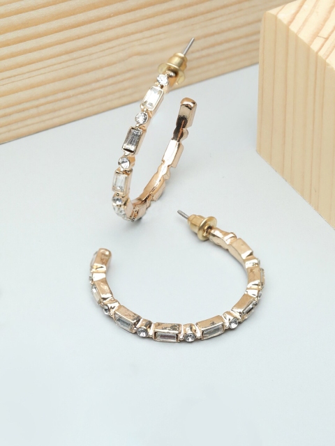 

PRITA Rose Gold & White Circular Half Hoop Earrings