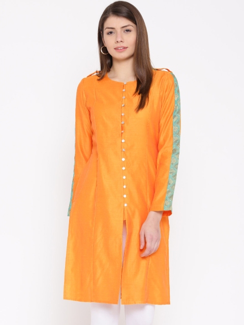 

Drama Sisters Women Yellow Solid Straight Kurta