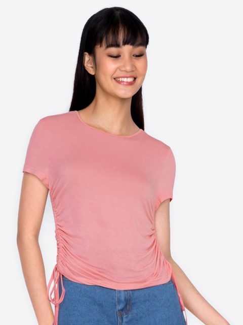 

ZALORA BASICS Purple Ruched Side Detail Top