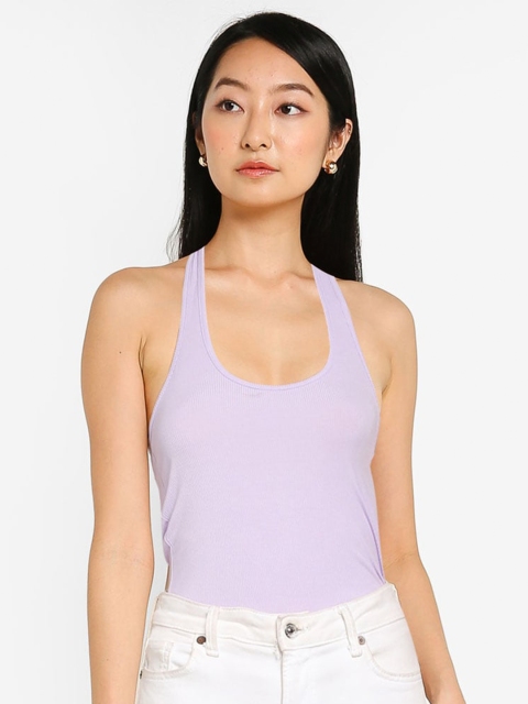 

ZALORA BASICS Purple Halter Neck Shirt Style Top