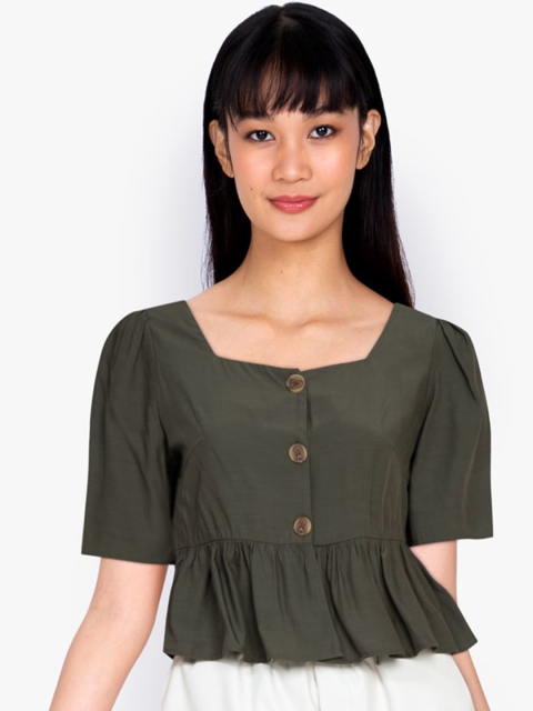 

ZALORA BASICS Green Peplum Top