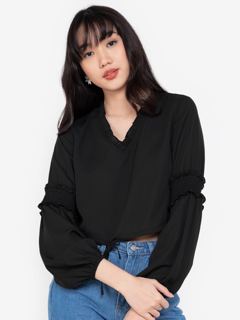 

ZALORA BASICS Black Balloon Sleeve Top