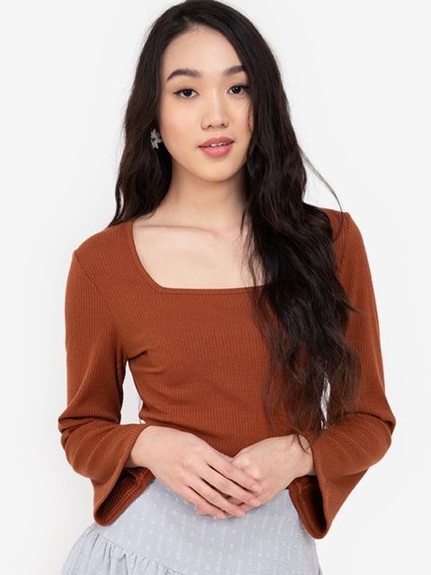 

ZALORA BASICS Brown Square Neck Top