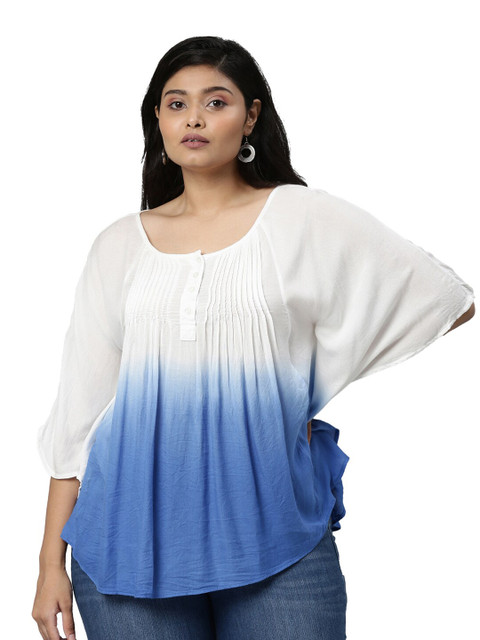 

The Pink Moon White & Blue Ombre Top