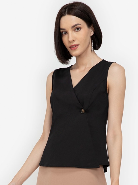 

ZALORA WORK Black Wrap Top