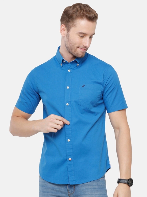 

Double Two Men Blue Smart Casual Shirt