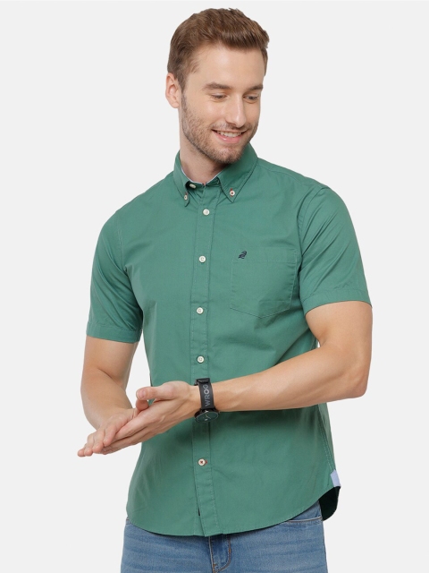 

Double Two Men Green Smart Casual Shirt