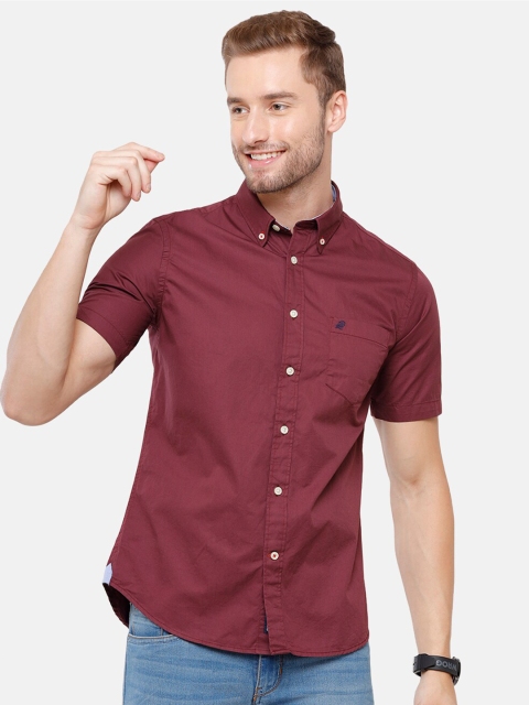 

Double Two Men Maroon Smart Casual Shirt