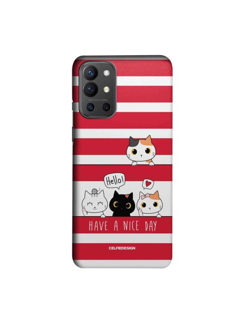 

CelfieDesign Red & White Kitty Love Printed OnePlus 9R Slim Back Case