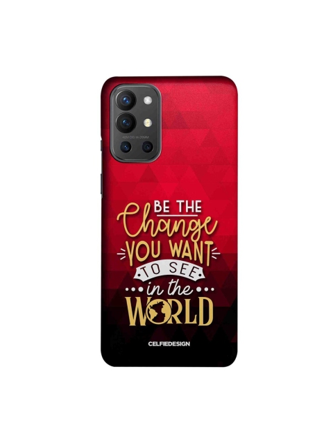 

CelfieDesign Red & Black Be The Change Printed OnePlus 9R Slim Back Case