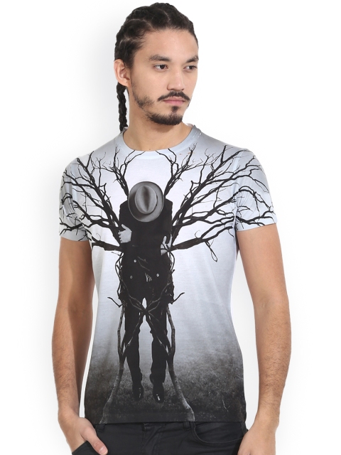 

Wear Your Mind Men Grey Printed Round Neck T-shirt