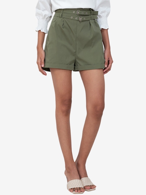 

ZALORA BASICS Women Green High-Rise Shorts