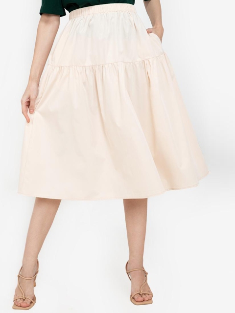 

ZALORA WORK Women Beige Tiered Skirt