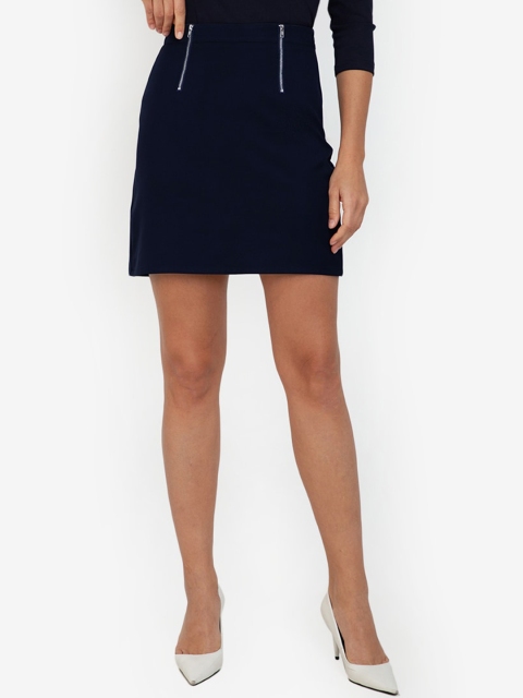

ZALORA WORK Navy Blue Zipper Detail Mini Skirt