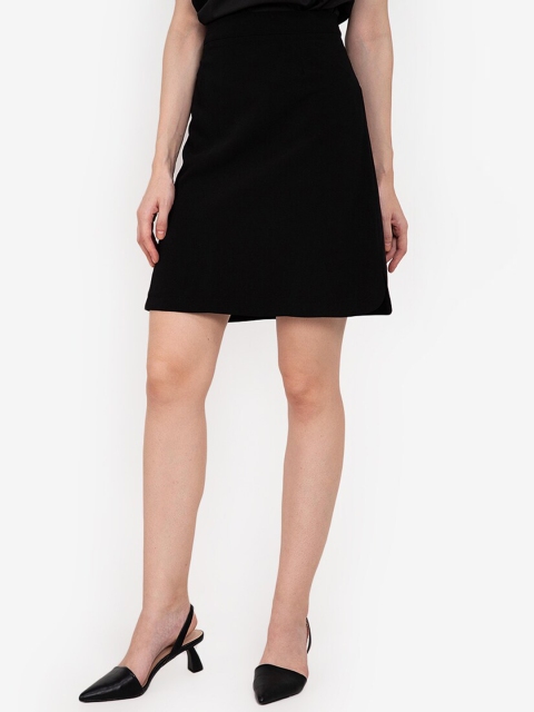 

Curved Hem Mini Skirt, Black