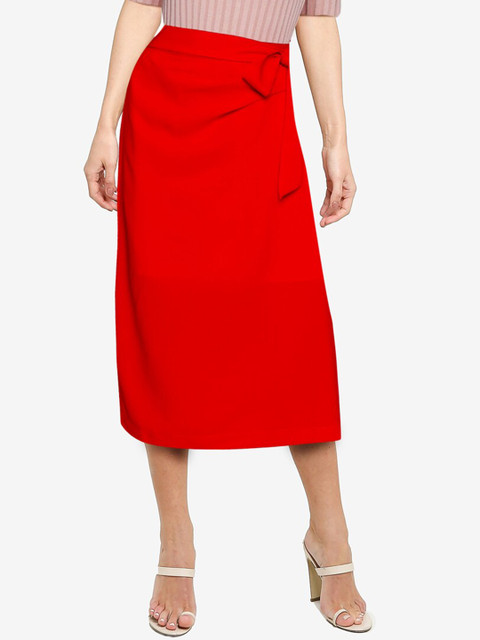 

ZALORA WORK Woman Red Self Tie Midi Skirt