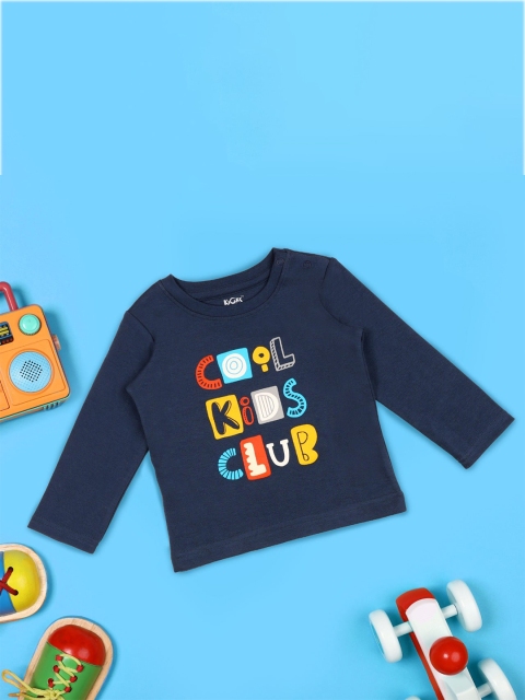 

KICKS & CRAWL Boys Navy Blue Printed T-shirt