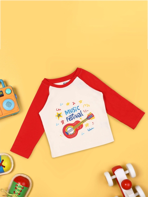 

KICKS & CRAWL Boys White & Red Printed T-shirt
