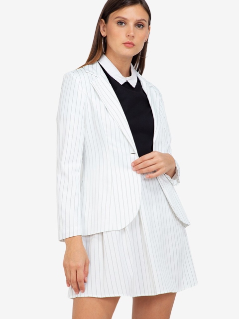 

ZALORA BASICS Women White & Black Striped Tailored Jacket