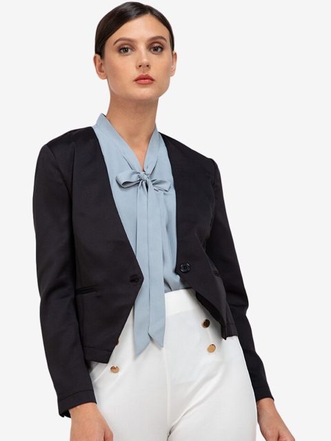 

ZALORA BASICS Women Black Solid Tailored Jacket