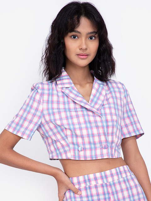

ZALORA BASICS Woman Multicoloured Checked Tailored Jacket, Multi