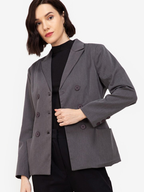 

ZALORA BASICS Women Grey Open Front Jacket
