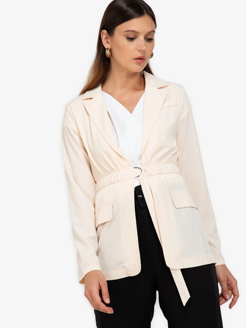 

ZALORA BASICS Women Beige Solid Tailored Jacket